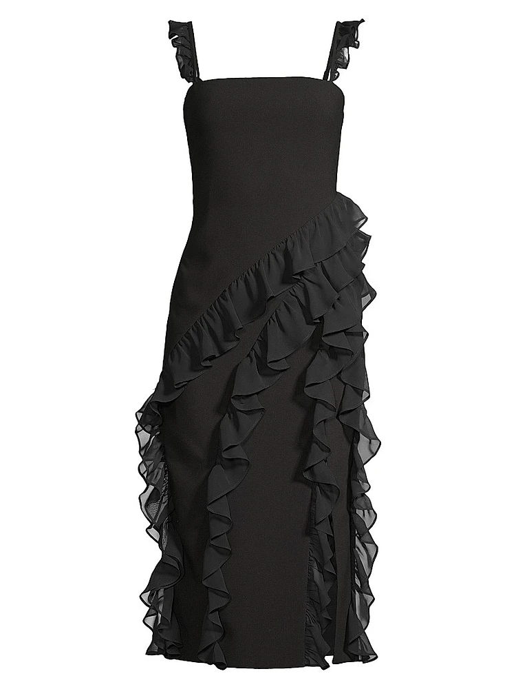 Mandi Ruffle-Trim Midi-Dress