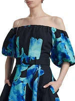 Santha Floral Off-the-Shoulder Midi-Dress