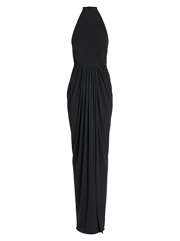 Jersey Draped Sleeveless Maxi Dress