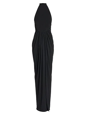 Jersey Draped Sleeveless Maxi Dress