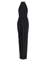 Jersey Draped Sleeveless Maxi Dress