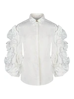 Isadora Poplin Ruffle-Sleeve Shirt