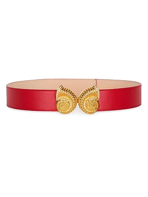 Double Snail Crinkled Leather Belt