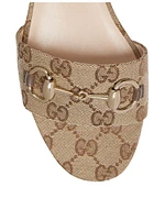 Lady Horsebit 75MM GG Canvas Wedge Sandals