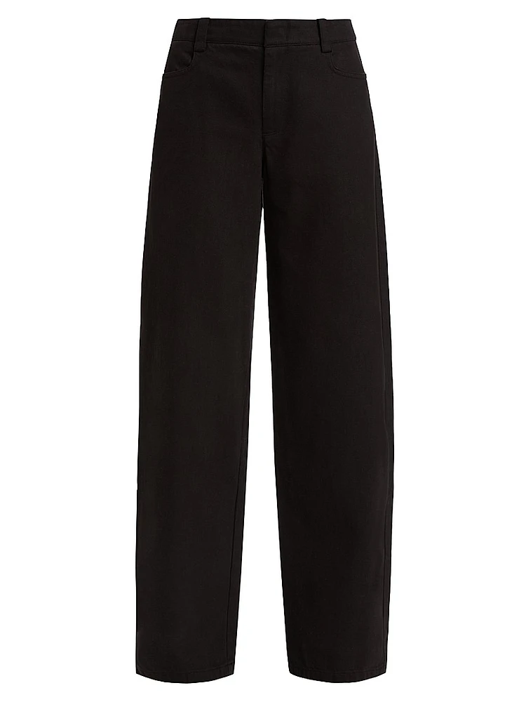 Washed Twill Wide-Leg Pants