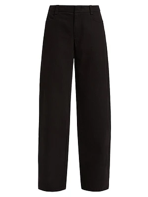 Washed Twill Wide-Leg Pants