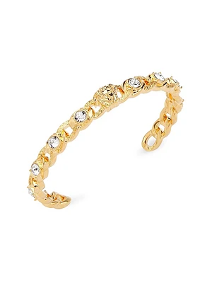 Goldtone Or Silvertone & Glass Crystal Cuff
