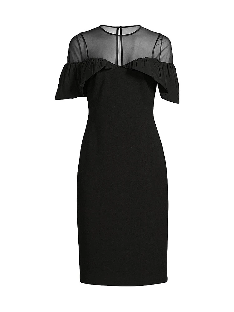 Paneled Bonded Crepe Midi-Dress