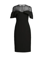 Paneled Bonded Crepe Midi-Dress