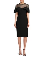 Paneled Bonded Crepe Midi-Dress