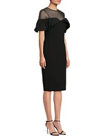 Paneled Bonded Crepe Midi-Dress