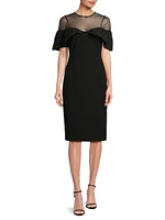 Paneled Bonded Crepe Midi-Dress
