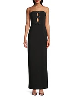 Crepe Strapless Column Gown