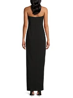 Crepe Strapless Column Gown