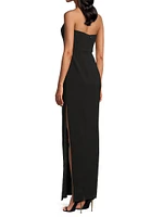 Crepe Strapless Column Gown
