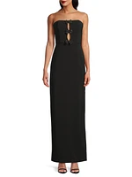 Crepe Strapless Column Gown