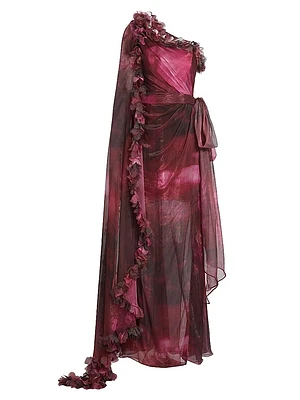 Luminescent Chiffon One-Shoulder Gown