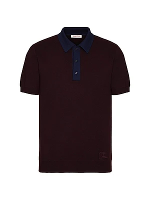 Wool Polo T-Shirt with V-Logo
