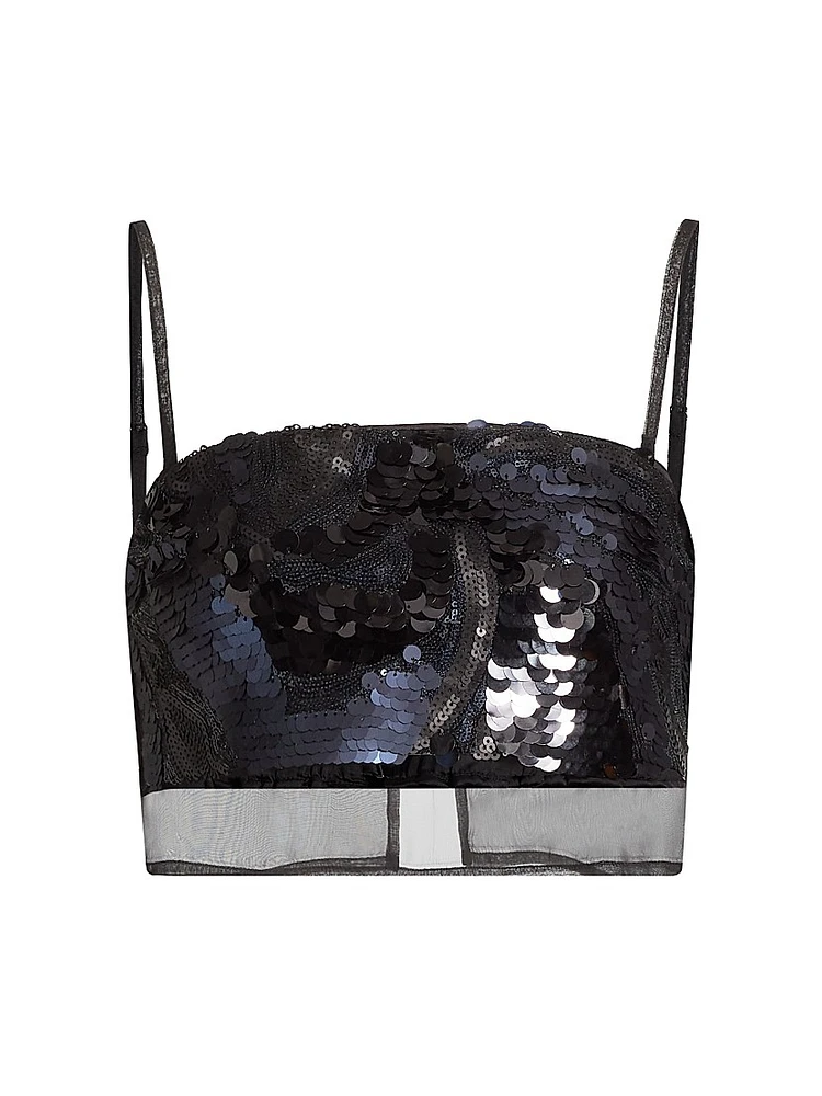 Centauri Sequined Chiffon Crop Top