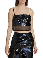 Centauri Sequined Chiffon Crop Top