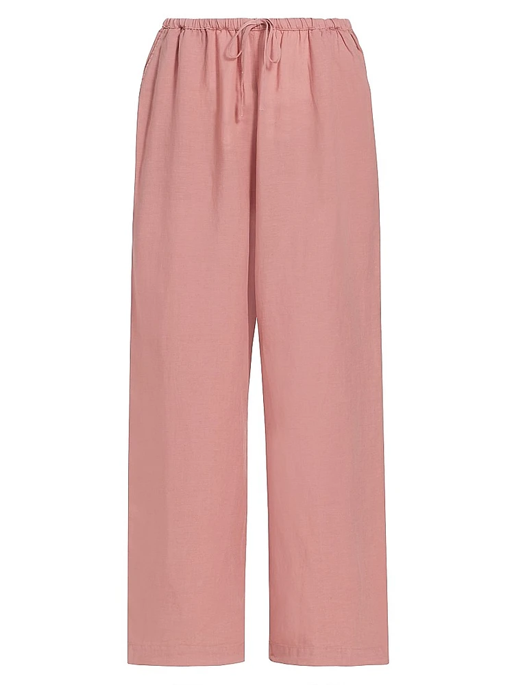 Linen-Blend Drawstring Pants
