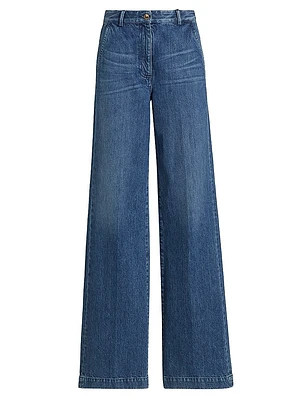 Wide-Leg Denim Trousers