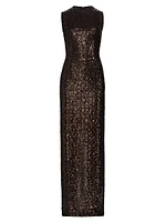 Sequined Sleeveless Column Gown