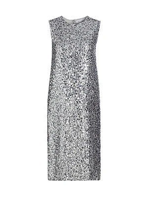 Sequined Crewneck Sheath Dress