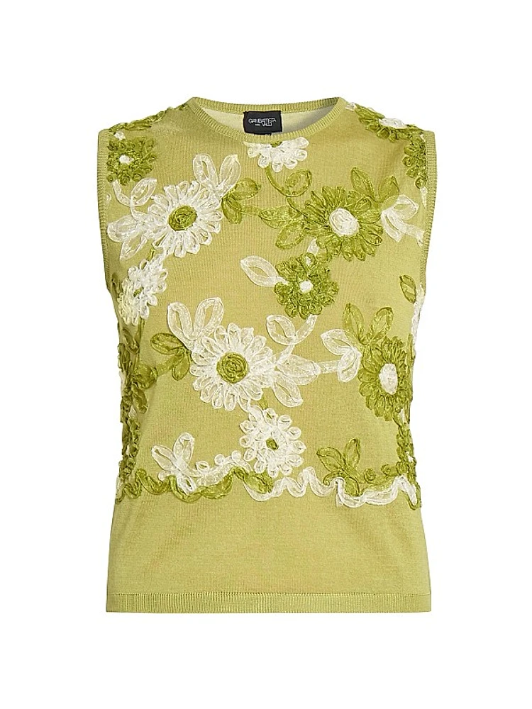 Soutache Silk-Blend Knit Top