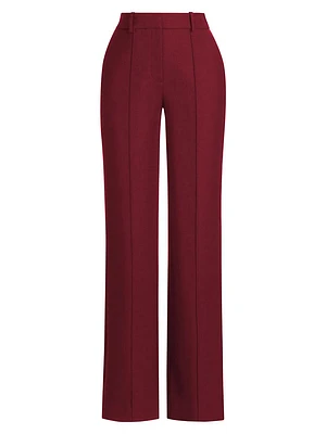Silk-Wool Straight-Leg Trousers