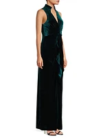 Stretch-Velvet Sleeveless Column Gown