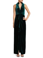 Stretch-Velvet Sleeveless Column Gown