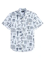 Striped Short-Sleeve Oxford Shirt