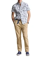 Striped Short-Sleeve Oxford Shirt