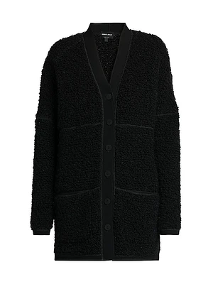Wool-Blend Textured Longline Cardigan