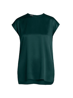 Silk Satin Cap-Sleeve Top