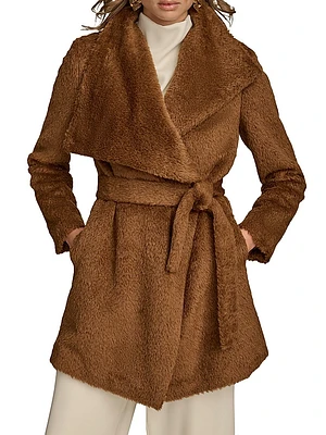 Wool-Blend Belted Wrap Coat