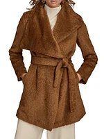 Wool-Blend Belted Wrap Coat
