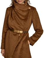Wool-Blend Belted Wrap Coat