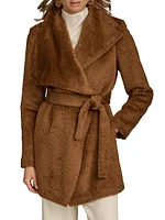 Wool-Blend Belted Wrap Coat