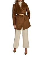 Wool-Blend Belted Wrap Coat