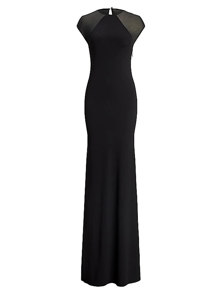 Mesh Cap Sleeve Slip Gown