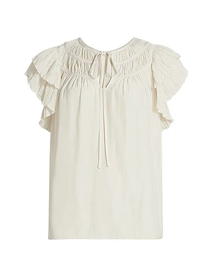Sue Shirred Keyhole Blouse