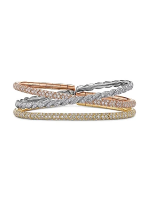 Sculpted Cable Flex Three Row Bracelet 18K Gold