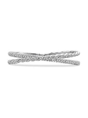 Sculpted Cable Flex Two Row Bracelet 18K White Gold