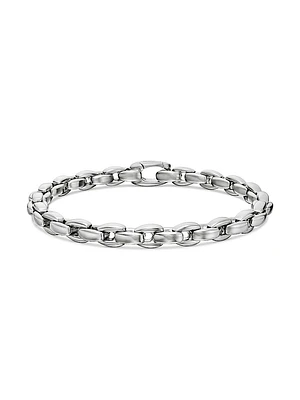 Elongated Box Chain Bracelet Sterling Silver, 6MM