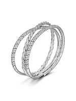 Sculpted Cable Flex Three Row Bracelet in 18K White Gold