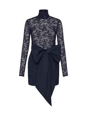 Nicky Hilton x Rebecca Vallance Delta Lace & Taffeta Bow Minidress