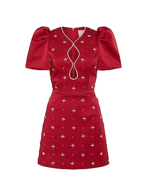 Nicky Hilton x Rebecca Vallance Carmella Embellished Puff-Sleeve Minidress