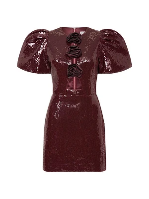 Nicky Hilton x Rebecca Vallance Zelda Sequined Puff-Sleeve Minidress